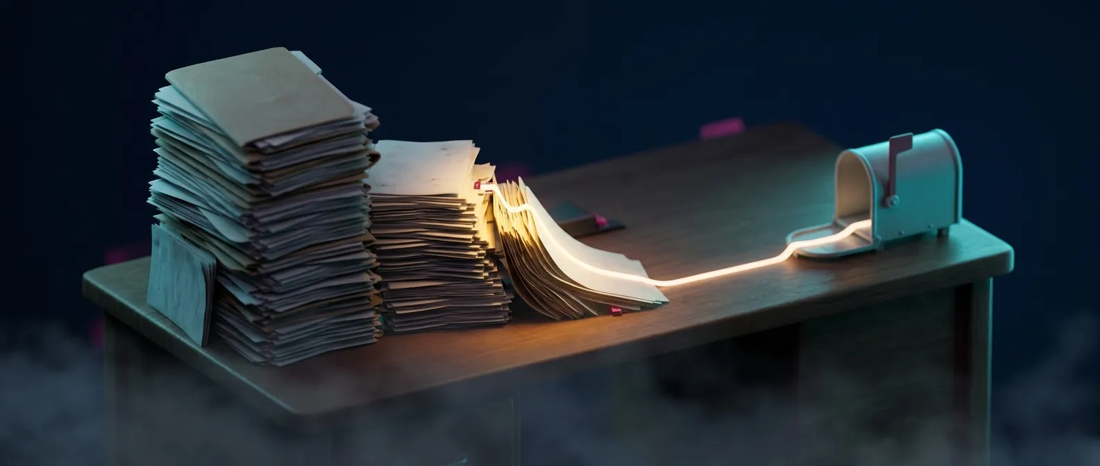 Pile de dossiers transformée en flux automatisé