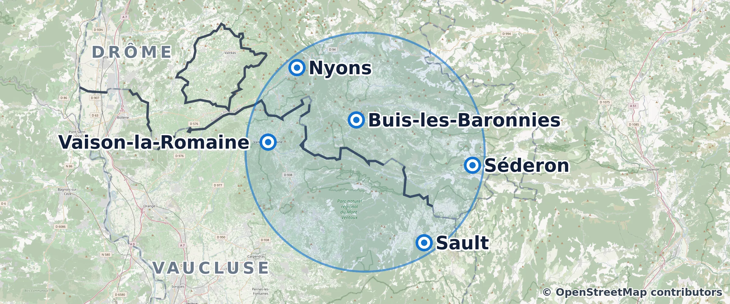 Zone d’intervention entre Drôme et Vaucluse