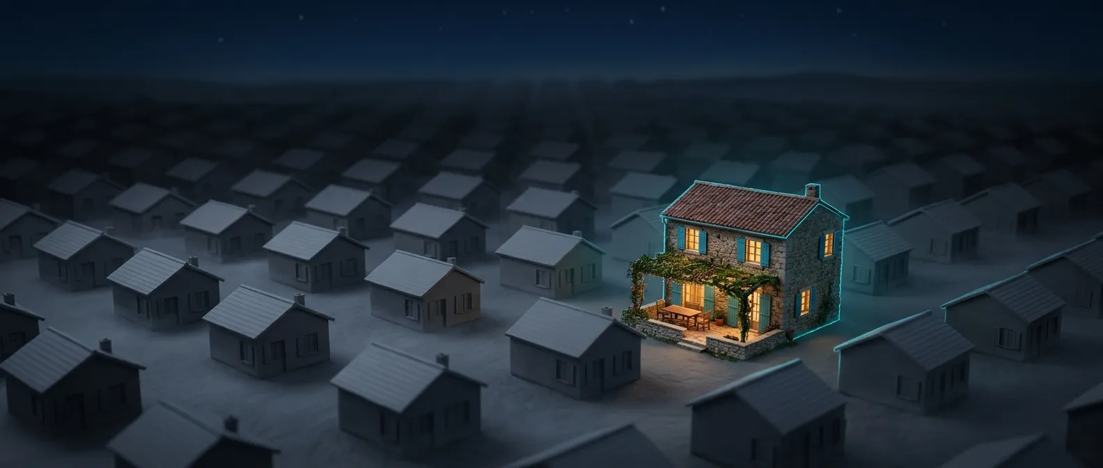 Un gîte distinct parmi des maisons identiques