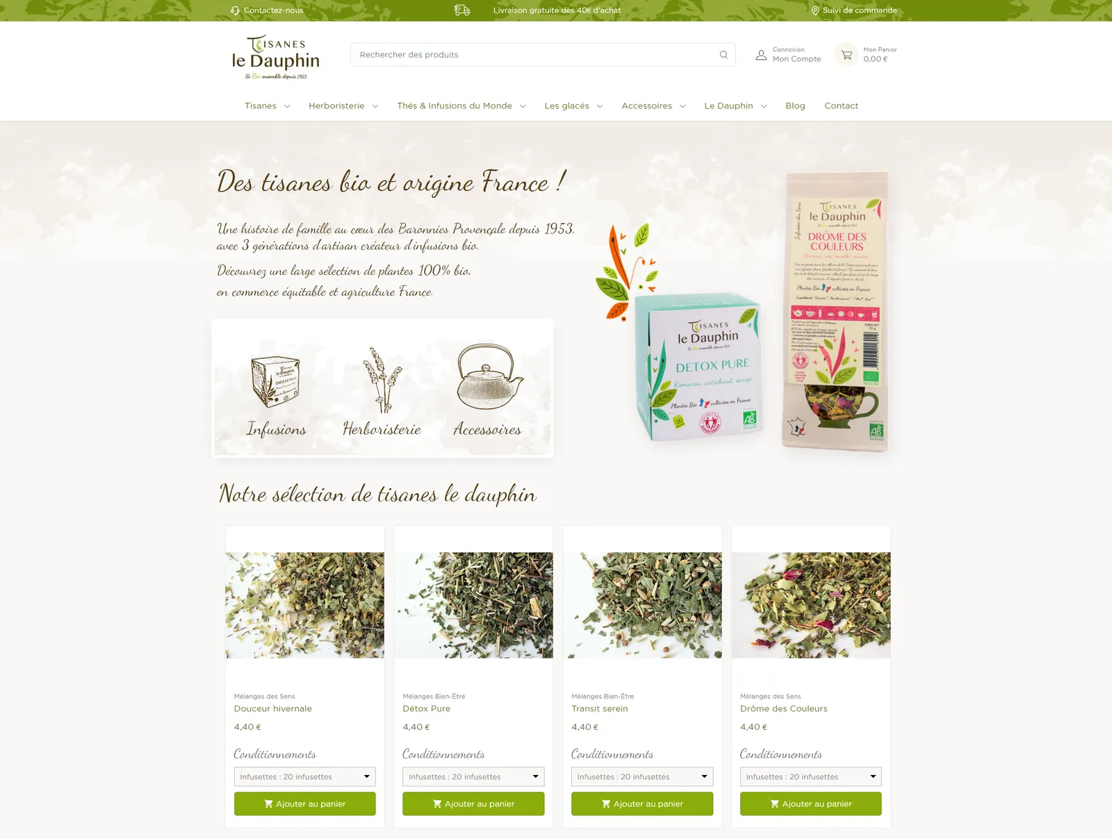 Boutique en ligne de Tisanes le Dauphin